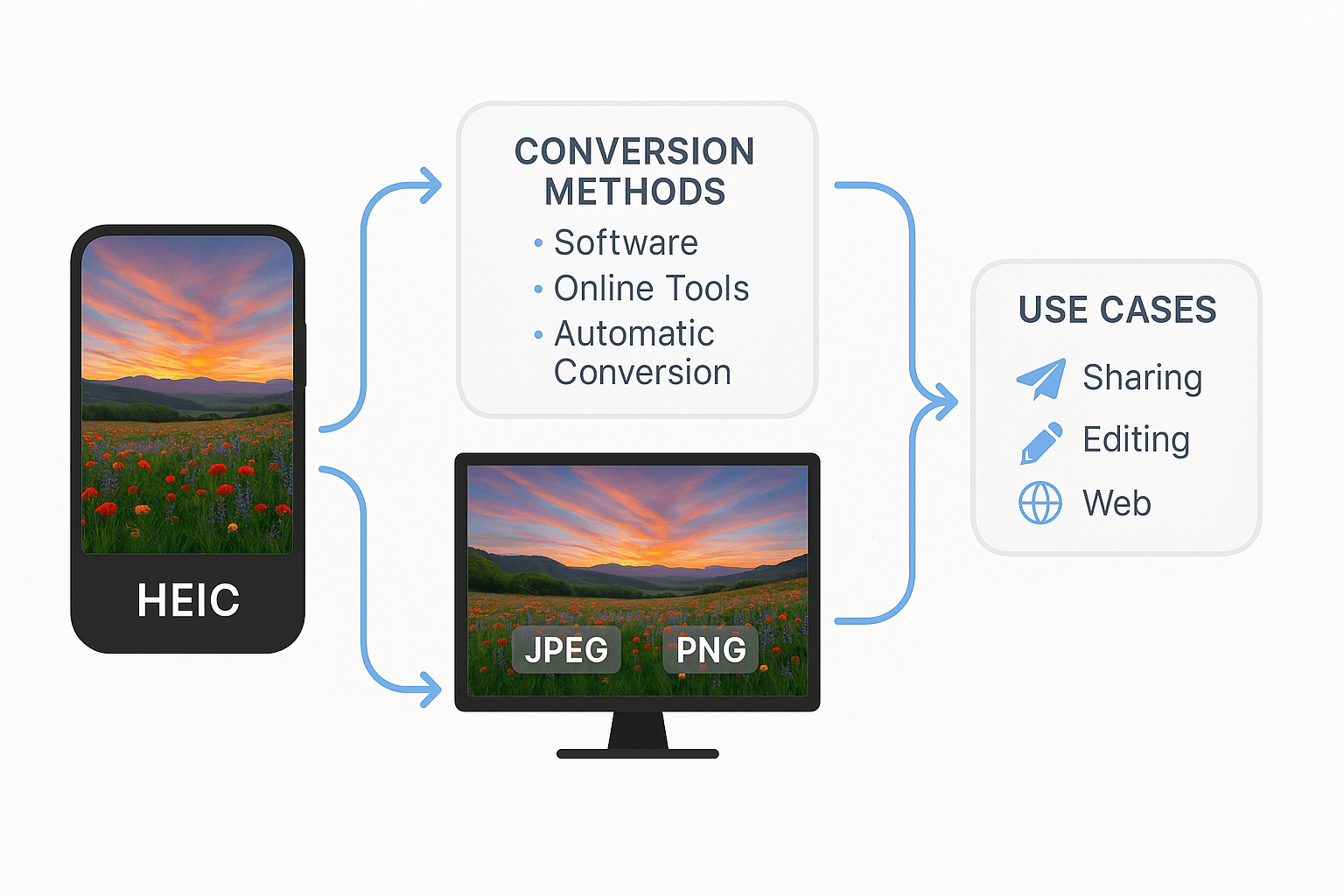Conversion workflow of HEIC files into other image formats